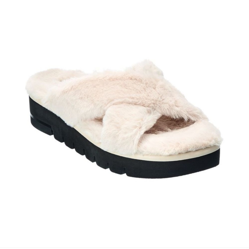 NIB Stuart Weitzman‎ Roza Furry Fur Womens Lift Slide Chill Sandals 7